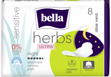 Naktiniai higieniniai paketai BELLA Herbs Sensitive Ultra Night, 8 vnt.
