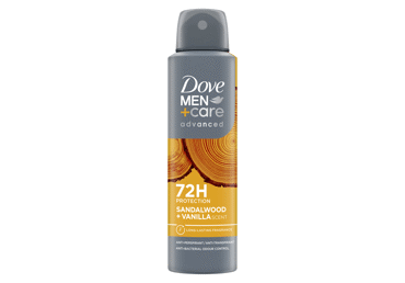 Vyriškas purškiamasis dezodorantas DOVE SANDALWOOD & VANILLA, 150 ml