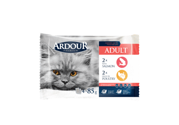 Konservuotas kačių ėdalas ARDOUR su lašiša ir paukštiena, 340 g