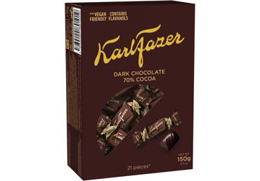 Juodojo šokolado (70 %) saldainiai KARL FAZER, 150 g