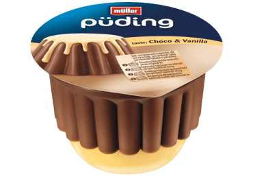 Šokoladinis pudingas MÜLLER su vanilės užpilu, 23 % rieb., 450 g - 2