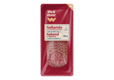 Saliamio griežinėliai su česnakais WELL DONE, 50 g - 2