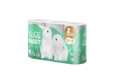 Tualetinis popierius GRITE WHITE RABBIT (3 sluoksnių), 6 vnt.