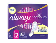Higieniniai paketai ALWAYS Platinum Super Plus, S2, 7 vnt.