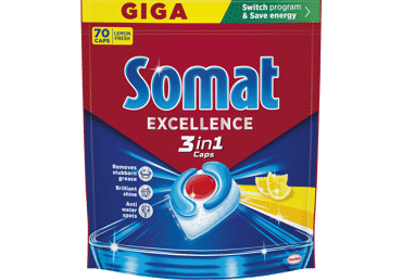 Indaplovių kapsulės SOMAT Excellence 3in1 Lemon, 70 vnt.