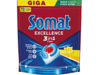 Indaplovių kapsulės SOMAT Excellence 3in1 Lemon, 70 vnt