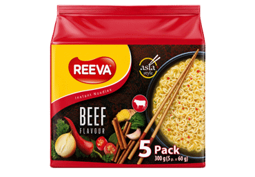 Greitai paruošiami makaronai REEVA ASIAN BEEF, 5 vnt., 300 g