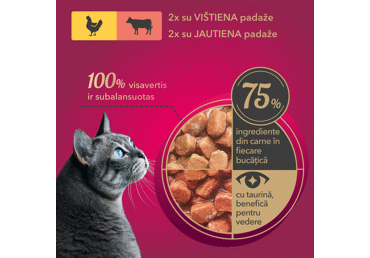 My Love visavertis konservuotas pašaras suaugusioms katėms su vištiena ir jautiena padaže, 4 x 85 g - 2