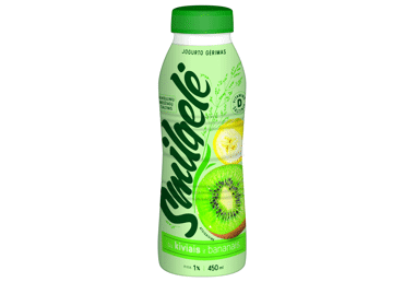 Jogurto gėrimas SMILGELĖ su kiviais ir bananais, su skaidulomis ir vitaminu D3, 1 % rieb., 450 ml