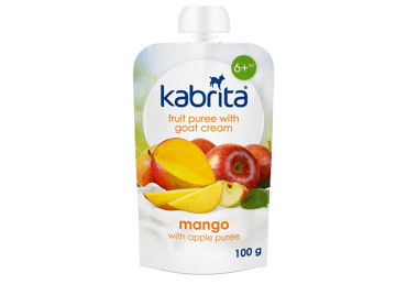 Tyrelė KABRITA su ožkų pienu,mang. ir obuol.,nuo 6 mėn.,100g, 100 g