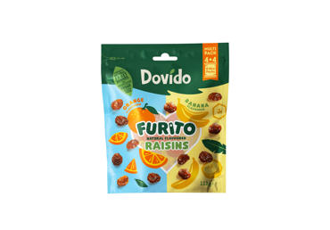 Razinos DOVIDO FURITO, bananų ir apelsinų skonio, 112 g