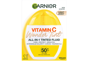 Tonuojantis veido fluidas Garnier Vitamin C Wonder Tint SPF50+, 40 ml