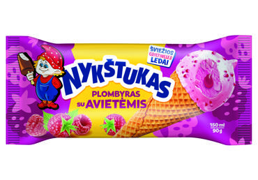 Aviečių skonio plombyras NYKŠTUKAS su aviečių įdaru, 90 g