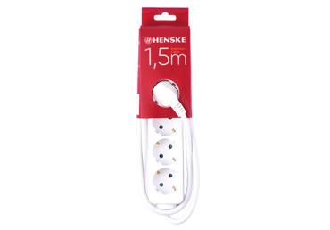 Ilgiklis HENSKE GB05 su įžeminimu, 5 kištukai, 1,5 m, 1 vnt.