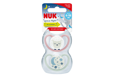 Silikoninis čiulptukas NUK SPACE NIGHT Nr. 2, 2 vnt. - 2