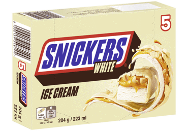 Valgomieji ledai SNICKERS WHITE, baltojo šokolado sk., 204 g