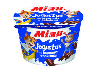 Jogurtas MIAU su bananais ir šokoladu, 3,7 % rieb., 200 g