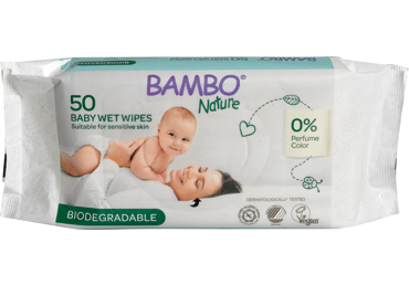 Drėgnosios kūdikių servetėlės BAMBO NATURE, 50 vnt.