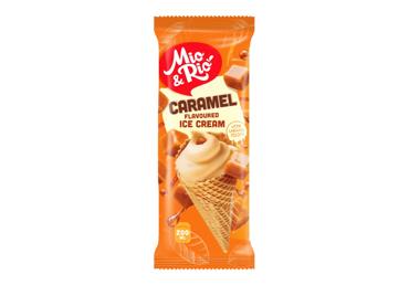 Valgomieji ledai MIO & RIO, karamėlės skonio, vafl. ragelyje, 110 g