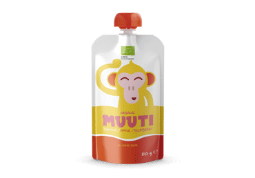 Ekologiška bananų, obuolių ir mėlynių tyrė MUUTI 6 mėn., 110 g