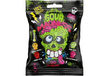 Saldainiai SOUR MADNESS, galvos formos, 60 g