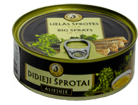 Didieji šprotai BRIVAIS VILNIS aliejuje, 240 g