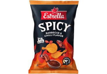 Bulvių traškučiai ESTRELLA SPICY, aštraus kepsnių skonio, 115 g | BARBORA