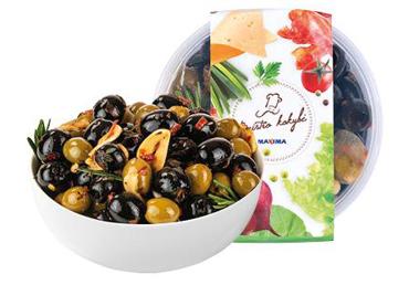 Marinuotos alyvuogės su saulėje džiovintais pomidorais, 1 kg