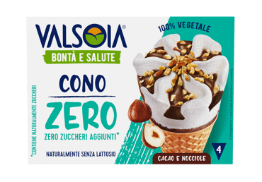 Augaliniai valgomieji ledai vafliniame ragelyje VALSOIA ZERO, 300 g