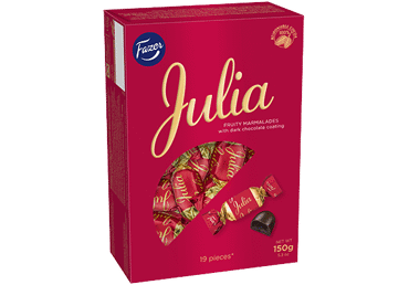 Šokoladiniai saldainiai FAZER JULIA su želės įdaru (73 %), 150 g