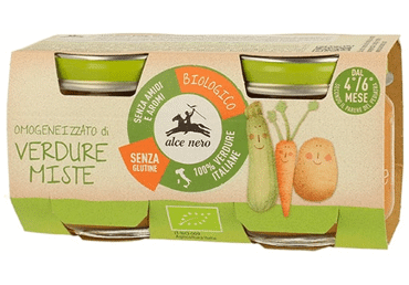 Ekologiška įvairių daržovių tyrelė ALCE NERO(kūd.nuo 4 mėn.), 160 g.