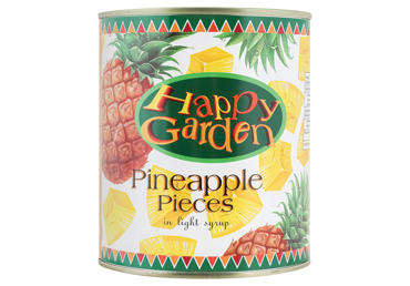 Konservuotų ananasų gabaliukai HAPPY GARDEN, 830 g