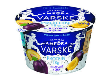 Varškė GRAIKISKA AMFORA su slyv., šalavijų sėkl., 0,9% rieb., 200 g