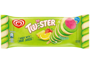 Valg. vaisiniai ledai TWISTER GREEN, citrinų ir braškių sk., 71 g