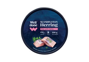 Skandinaviška silkių filė gabaliukai su žolelėmis WELL DONE, 200 g