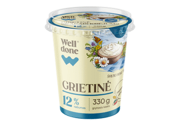 Grietinė WELL DONE, 12 % rieb., 330 g