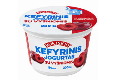 Kefyrinis ROKISKIO jogurtas su vyšniomis, 5 % rieb., 200 g
