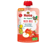 Eko obuolių, braškių tyrelė HOLLE RED BEE (8+ mėn.), 100 g
