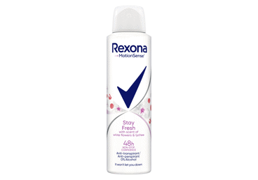 Moteriškas purškiamasis dezodorantas REXONA WHITE FLOWERS AND LYCHEE, 150 ml