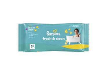 Kūdikių servetėlės PAMPERS Fresh Clean, Plastic Free, 52 vnt.