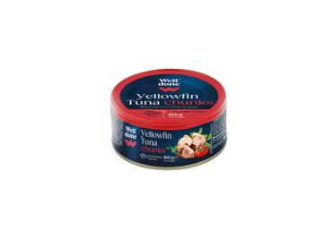 Gelsvauodegių tunų gabaliukai pomidorų padaže WELL DONE, 185 g
