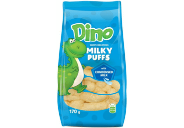Kukurūzai su sutirštintu pienu DINO 170g, 170 g Kukurūzai su sutirštintu pienu DINO 170g, 170 g