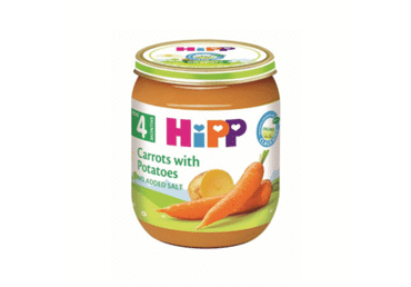 Ekologiš. ankstyvųjų morkų ir bulvių tyrelė HIPP, nuo 4 mėn., 125 g