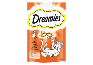 Kačių skanėstas DREAMIES su vištiena, 60 g