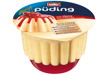 Pudingas MÜLLER su manų kruopomis, vanilės, vyšnių užpilu, 23 % rieb., 450 g - 2