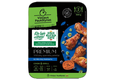 Viščiukų sparnelių peteliai PREMIUM mėlynių marinate, 500 g