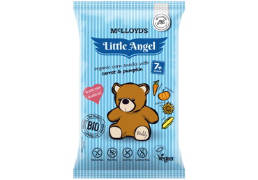 Eko kepti kukurūzų užkand LITTLE ANGEL TEDDY su mork, moliūg nuo 7mėn