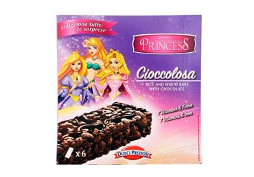 Kakav. ryžių ir kviečių batonėlis su šok. PRINCESSA, 120 g