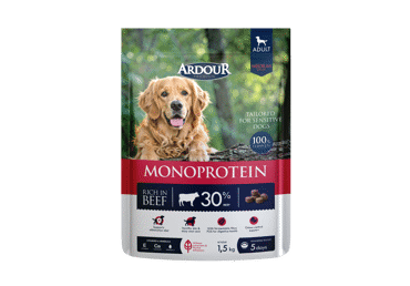 Vidutinių veislių suaugusių šunų sausas monoprotein pašaras su jautiena ARDOUR, 1,5 kg