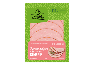 Karštai rūkyta pjaustyta viščiukų krūtinėlių filė, I r., 90 g